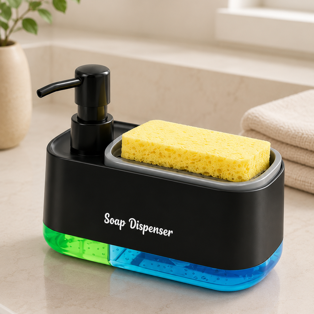 3-in-1 Kitchen Soap Dispenser with Sponge Holder