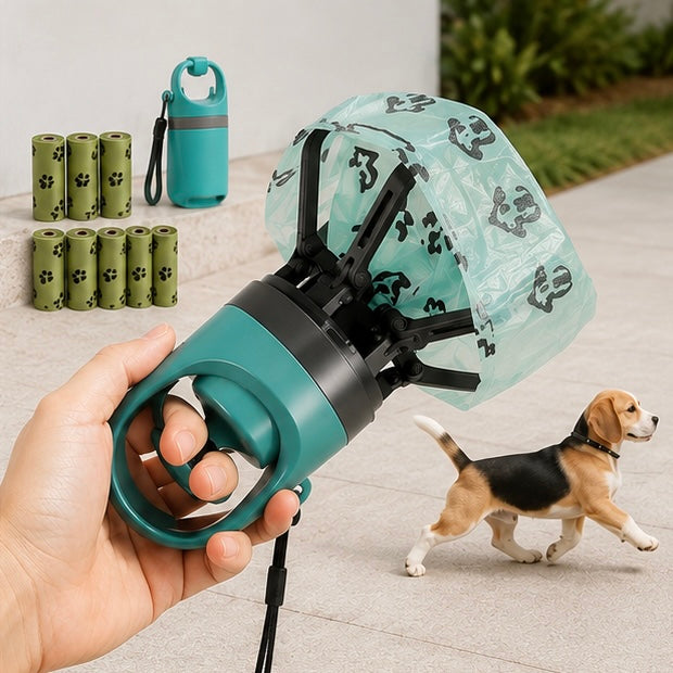 Portable Dog Poop Scooper – No-Touch Pet Waste Picker with Built-In Bag Dispenser
