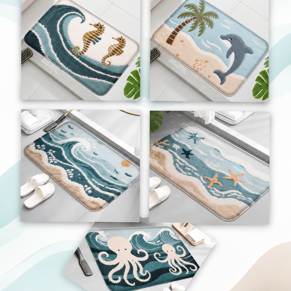 Ocean-Themed Absorbent Bath Mat