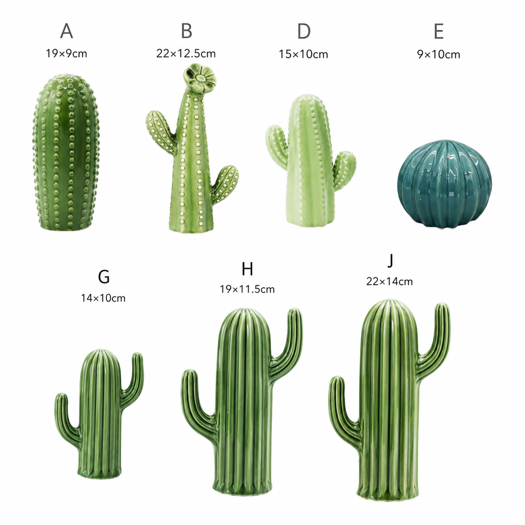 Ceramic Cactus Ornaments – Modern Home Decor Figurines