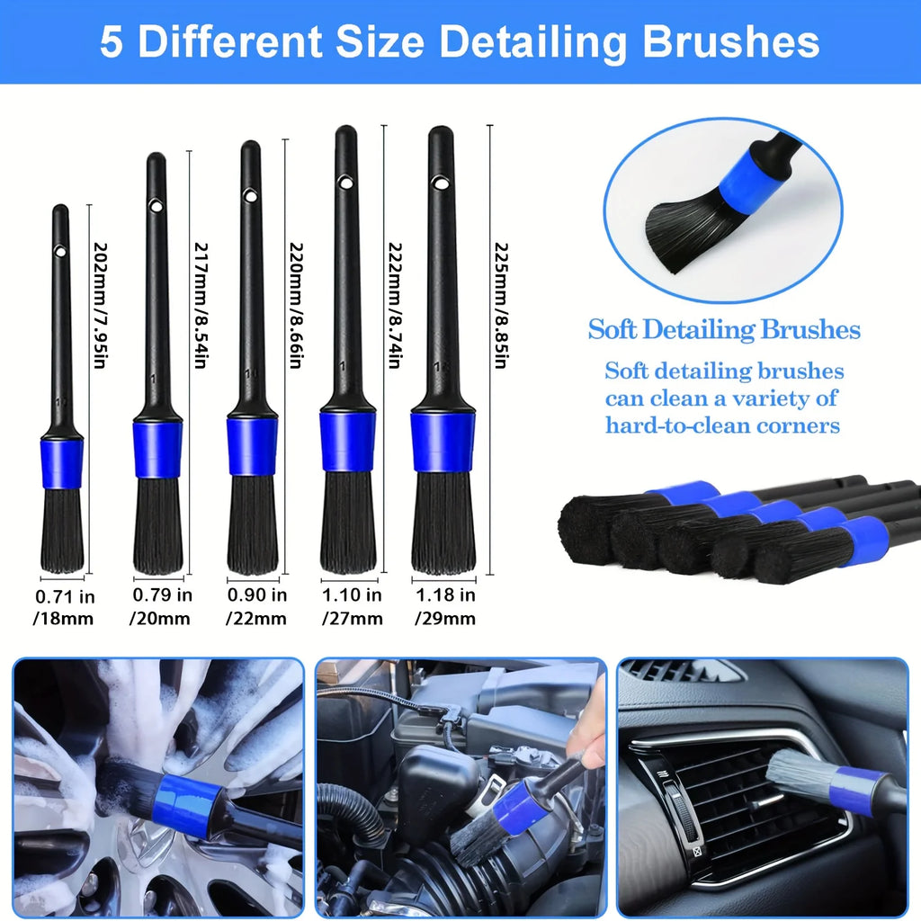 26-Piece Professional Car Detailing Brush Kit