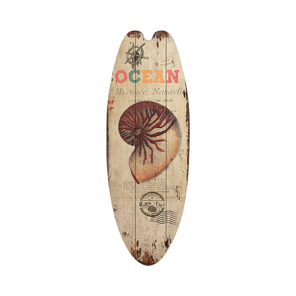 Vintage Wooden Surfboard Wall Decor | Beach Style Hanging Sign