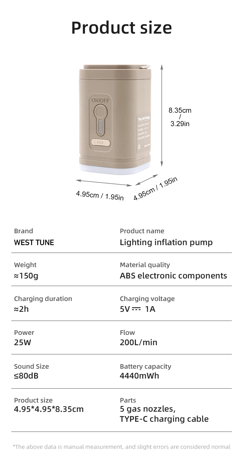 3-in-1 Mini Electric Air Pump with Camping Light – Portable Inflator & Deflator