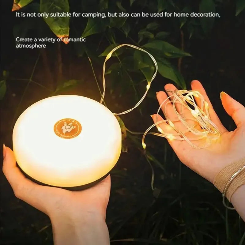 4-in-1 Camping String Light – Rechargeable LED Lantern with USB Power Bank & Magnetic Base