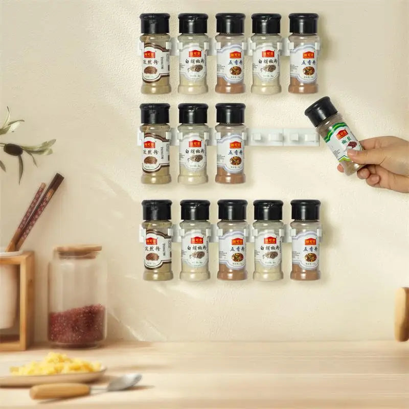 2-Piece Wall-Mounted Kitchen Spice Rack – Adhesive Seasoning & Jar Holder