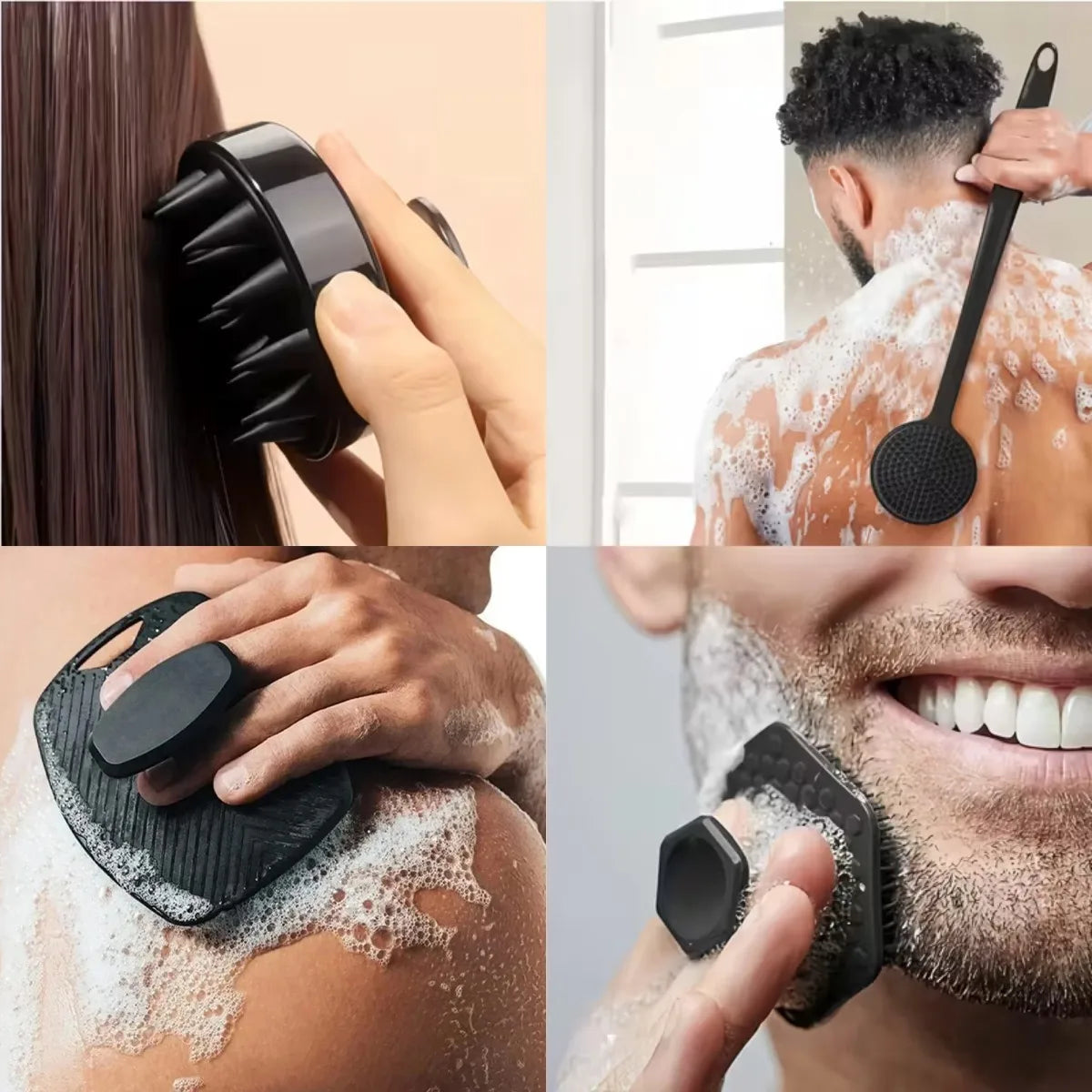 4PCS Silicone Body Scrubber Set – Soft Exfoliating Shower & Face Brushes