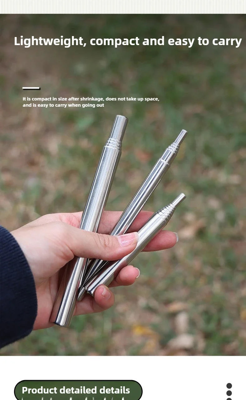 Collapsible Stainless Steel Fire Blow Pipe – 15–60cm Camping Fire Starter Tool