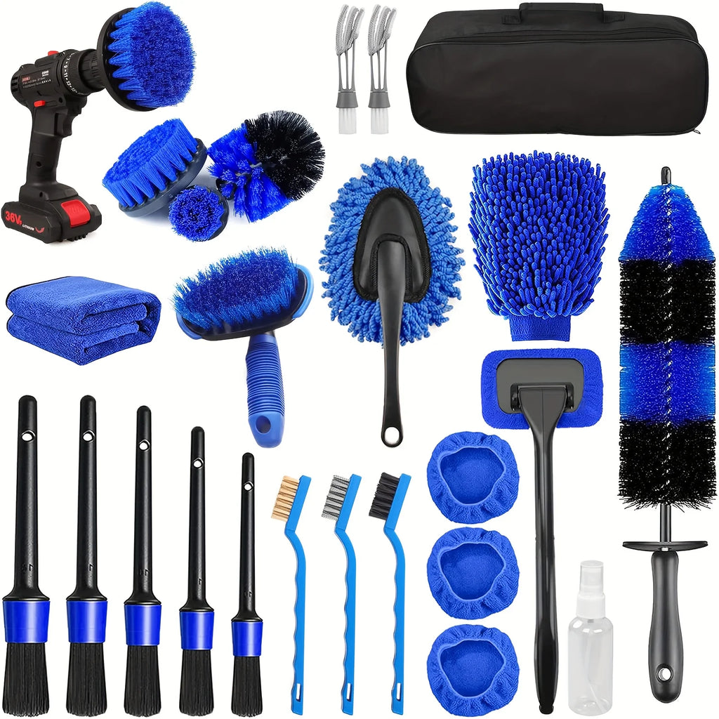 26-Piece Professional Car Detailing Brush Kit