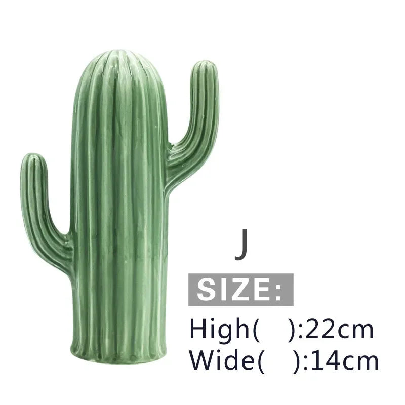 Ceramic Cactus Ornaments – Modern Home Decor Figurines