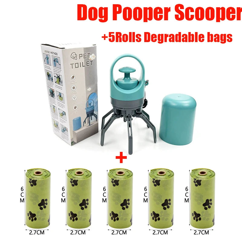 Portable Dog Poop Scooper – No-Touch Pet Waste Picker with Built-In Bag Dispenser