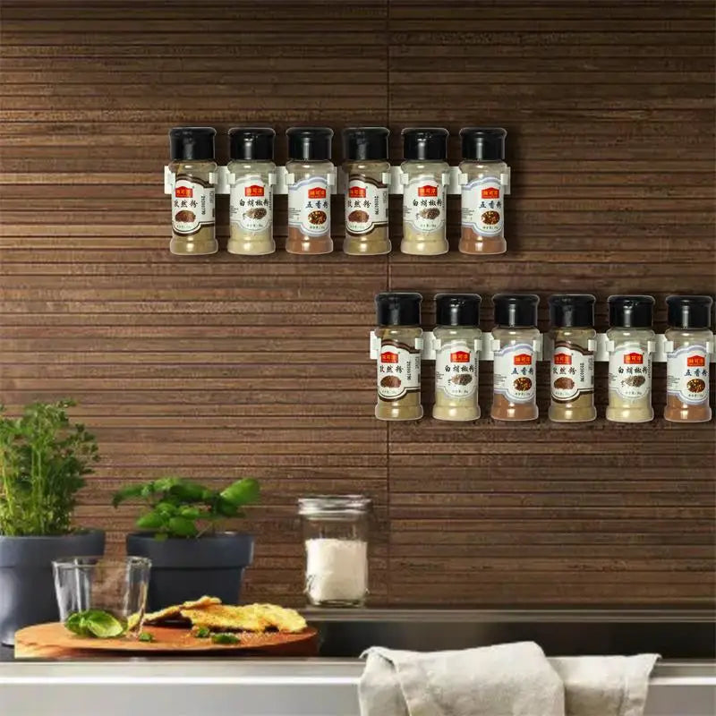 2-Piece Wall-Mounted Kitchen Spice Rack – Adhesive Seasoning & Jar Holder