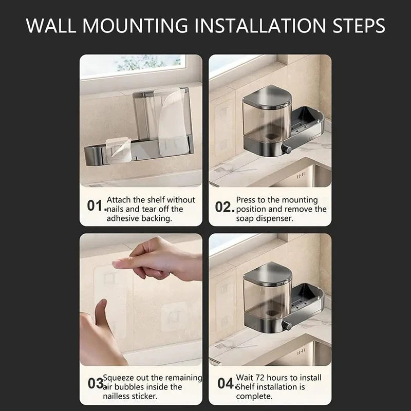 Wall-Mounted Soap Dispenser with Sponge Holder