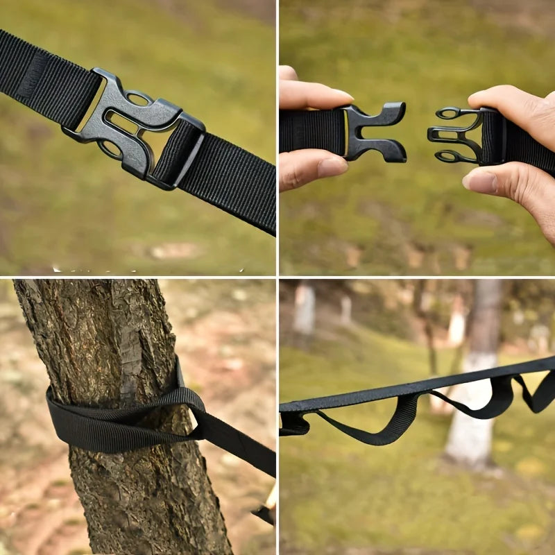Camping Gear Hanging Strap with 19 Hooks – Outdoor Equipment Organizer Clothesline