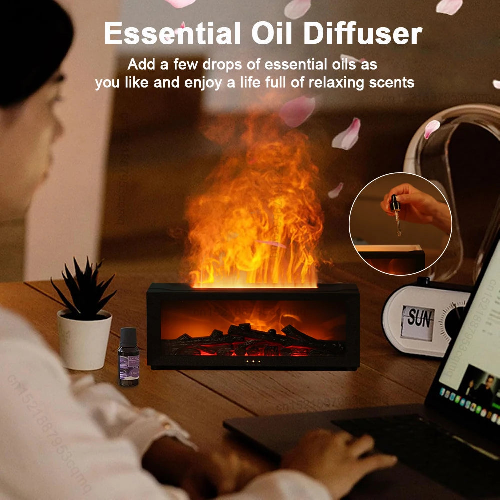 Flame Aroma Humidifier – Essential Oil Diffuser with LED Lights & Remote Control