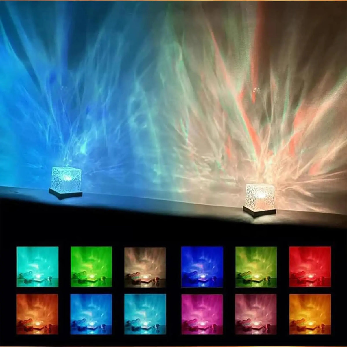 Ocean Wave Aurora Projector Lamp - 16 Colour RGB Water Ripple Night Light with Remote