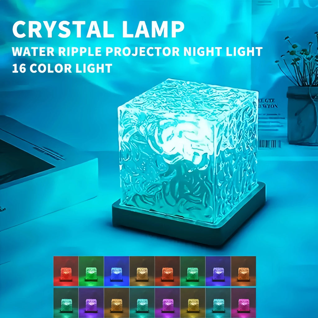 Ocean Wave Aurora Projector Lamp - 16 Colour RGB Water Ripple Night Light with Remote