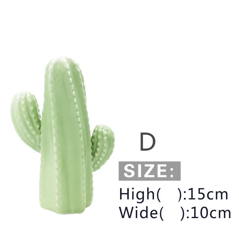 Ceramic Cactus Ornaments – Modern Home Decor Figurines