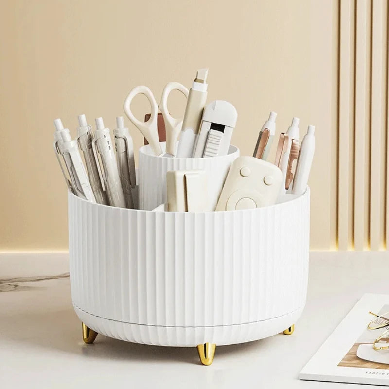 360° Rotating Makeup Brush Organizer – Cosmetic Brush Holder & Desktop Storage