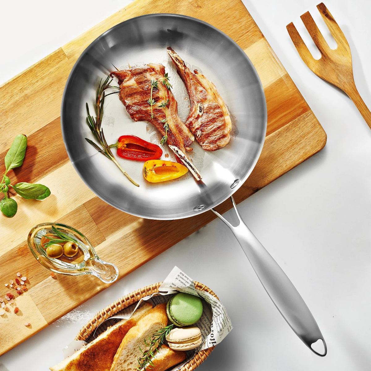 304 Stainless Steel Frying Pan – Non-Stick Skillet for Gas & Induction Cooktops