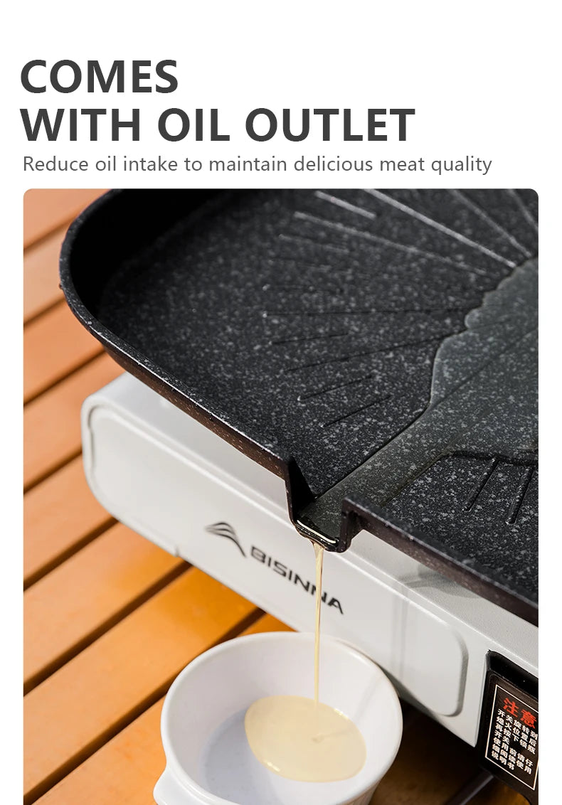 BISINNA Square Non-Stick BBQ Grill Pan – Stovetop & Outdoor Camping Grill Plate