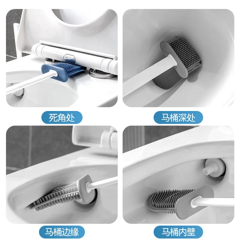 Silicone Toilet Brush with Flexible Head – Wall Mounted Bathroom Cleaner