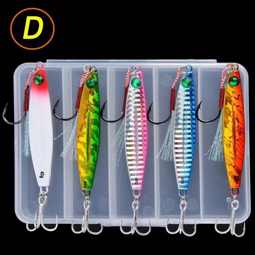 5pcs Metal Jig Fishing Lures – Saltwater Hard Bait Fishing Set