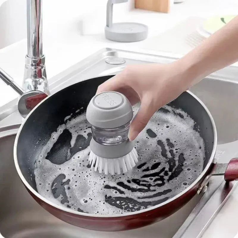Dish Brush with Soap Dispenser & Draining Base