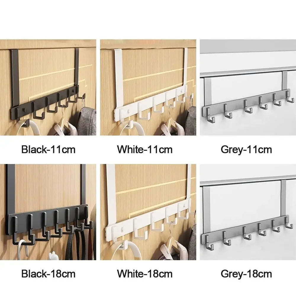 6-Hook Over Door Hanger Rack – Space-Saving Coat, Towel & Bag Organizer