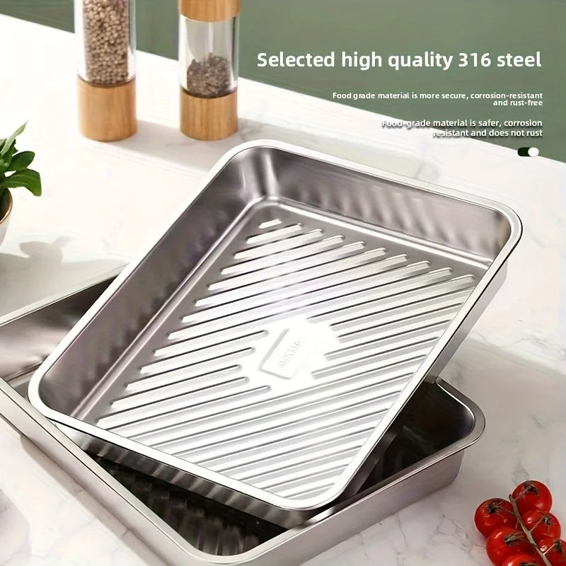 Premium Stainless Steel Baking Tray Set with Lids | 3 Piece Kitchen Set