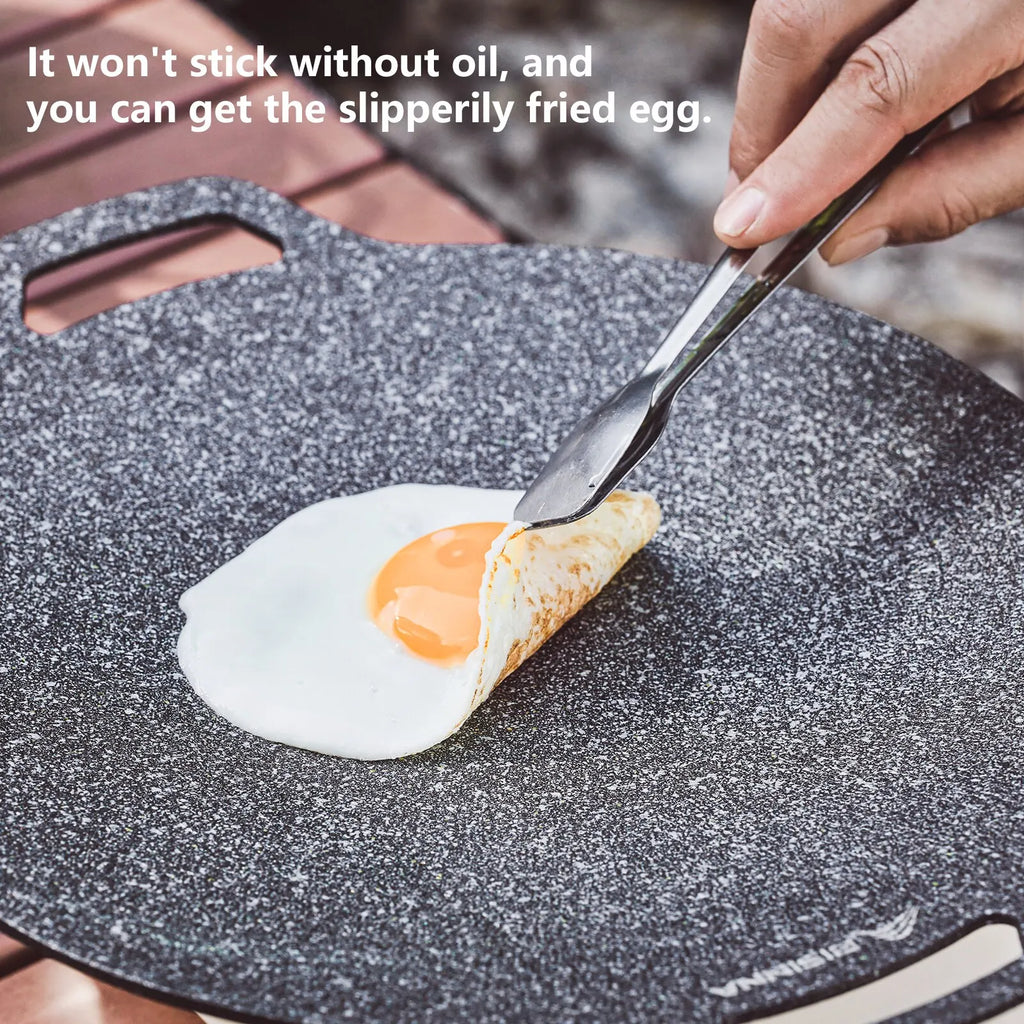 BISINNA 30cm Non-Stick BBQ Grill Pan – Portable Camping Grill Plate for Outdoor Cooking
