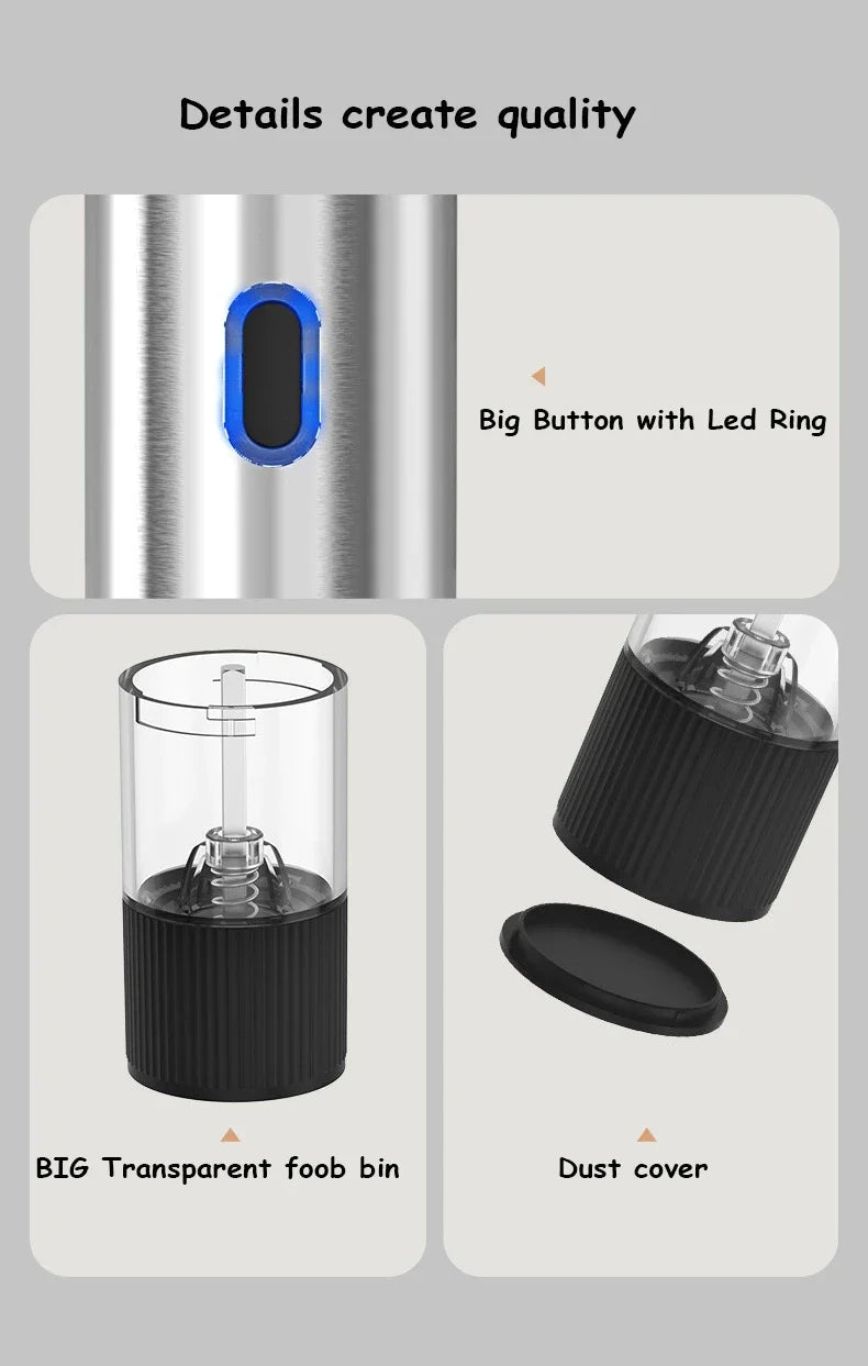 Electric Salt & Pepper Grinder – Rechargeable & Adjustable