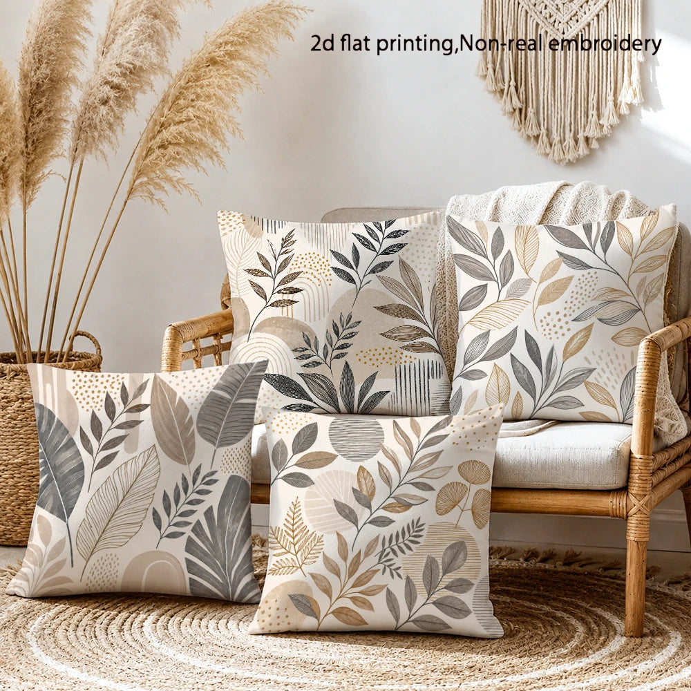 4PCS Decorative Throw Pillow Cover Set – Soft Polyester Cushion Covers with Hidden Zipper (Covers Only)