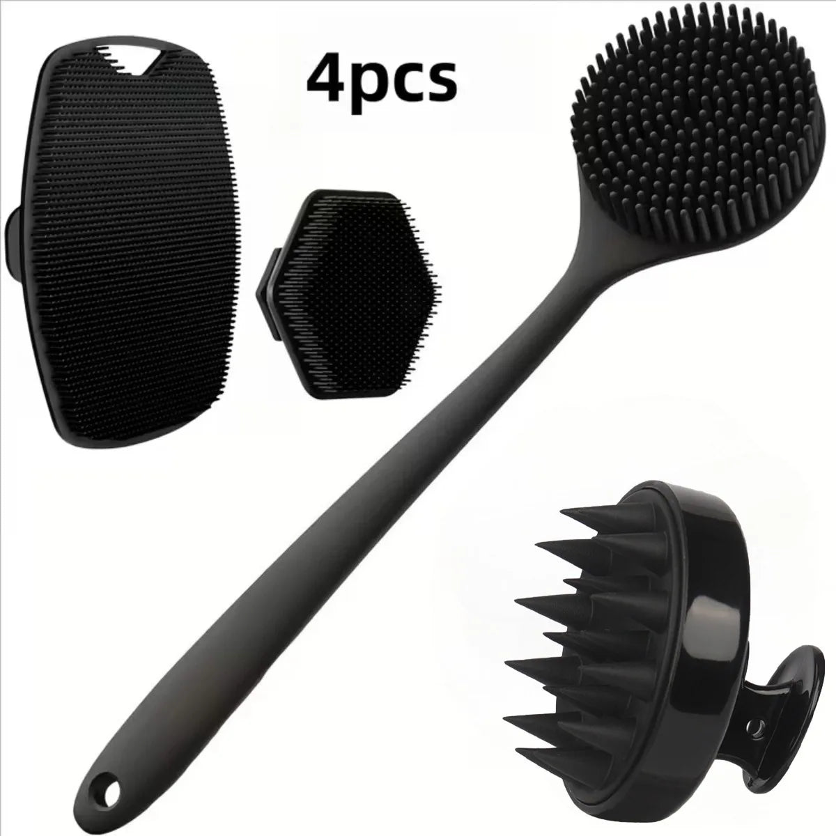 4PCS Silicone Body Scrubber Set – Soft Exfoliating Shower & Face Brushes