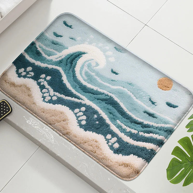 Ocean-Themed Absorbent Bath Mat