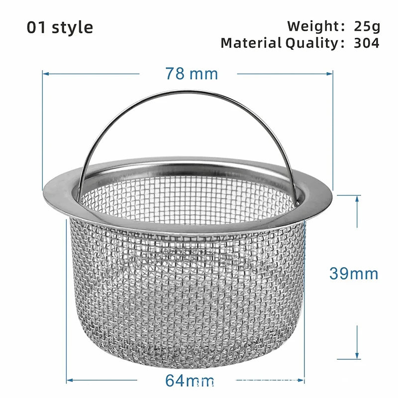 Stainless Steel Sink Strainer | Kitchen & Bathroom Drain Filter Hair Catcher
