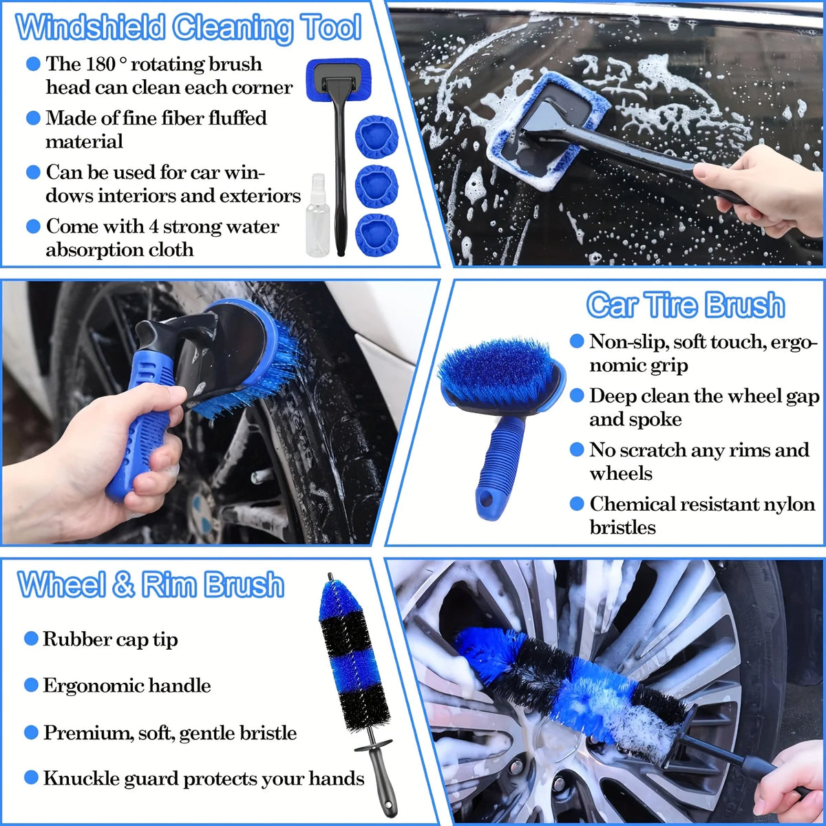 26-Piece Professional Car Detailing Brush Kit