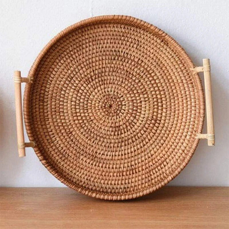 Handwoven Rattan Serving Tray | Decorative Woven Home Organiser