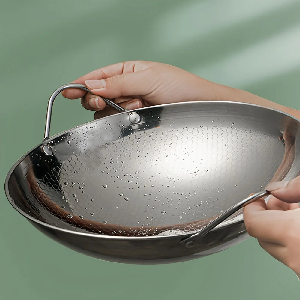 29cm Honeycomb Stainless Steel Wok | Non-Stick Scratch-Resistant Cooking Pan