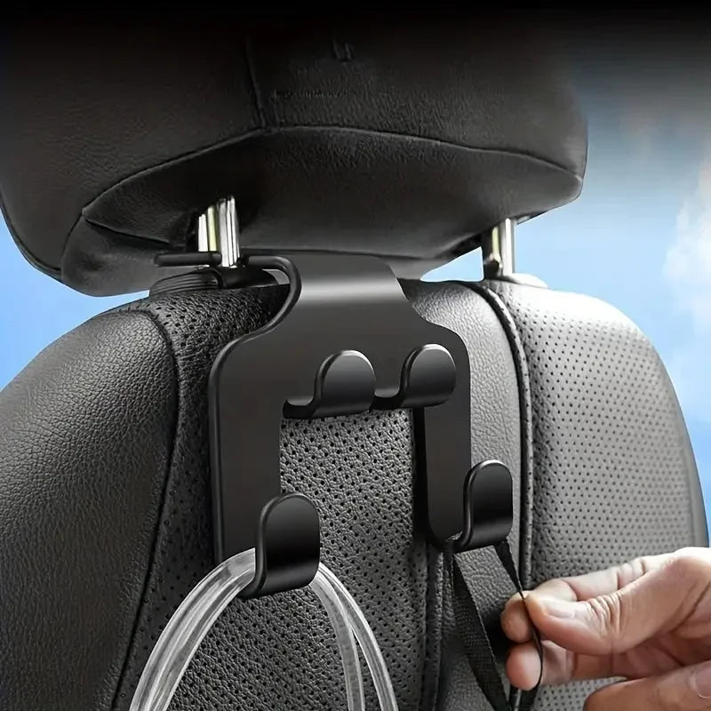 2-in-1 Car Headrest Phone Holder & Storage Hooks