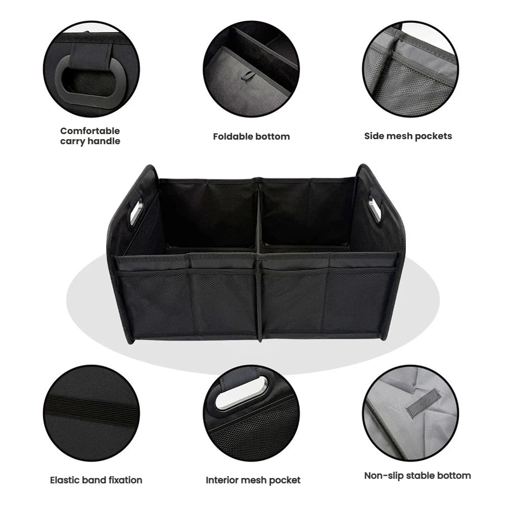 40L Foldable Car Boot Storage Organiser | Heavy-Duty Trunk Storage Box with Side Pockets