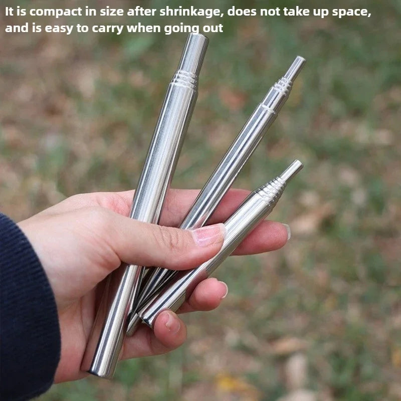 Collapsible Stainless Steel Fire Blow Pipe – 15–60cm Camping Fire Starter Tool