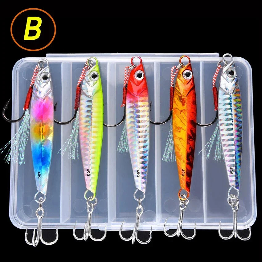 5pcs Metal Jig Fishing Lures – Saltwater Hard Bait Fishing Set