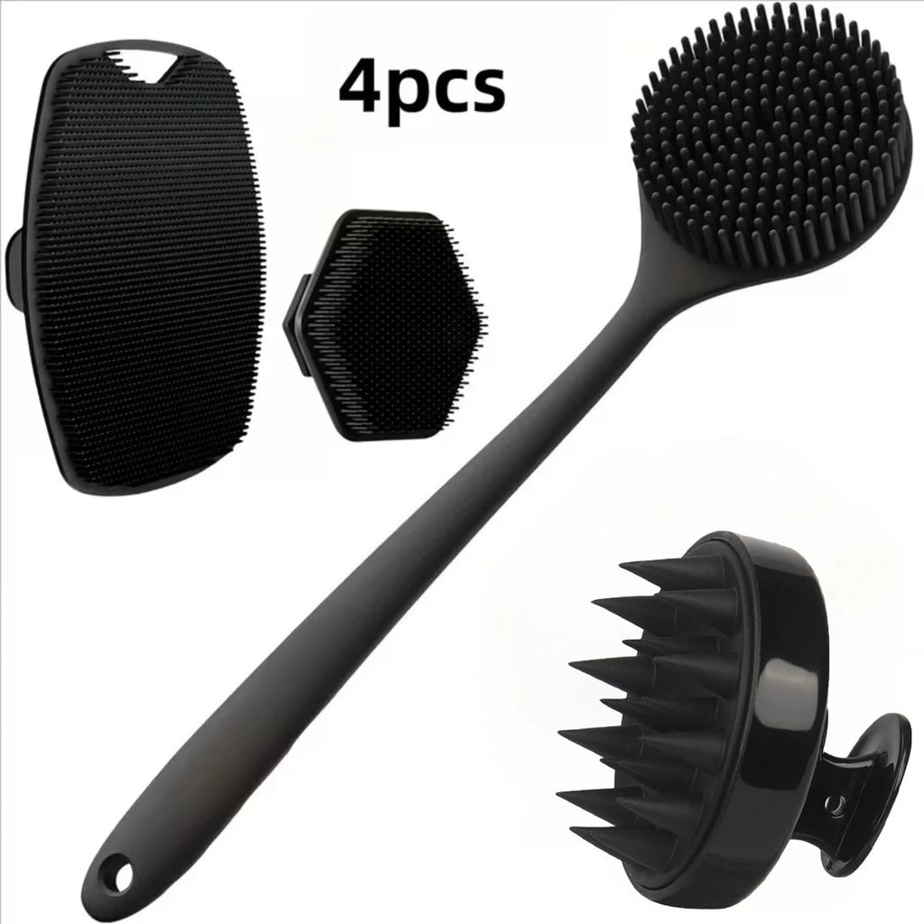 4PCS Silicone Body Scrubber Set – Soft Exfoliating Shower & Face Brushes
