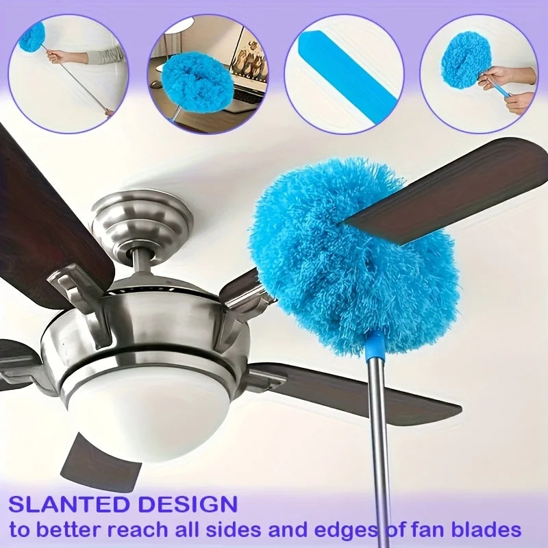 Reusable Microfiber Ceiling Fan Duster – Extendable Cleaning Brush