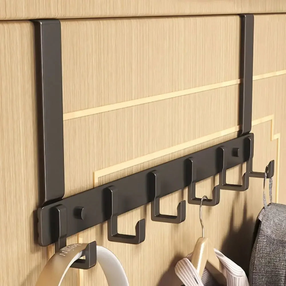 6-Hook Over Door Hanger Rack – Space-Saving Coat, Towel & Bag Organizer