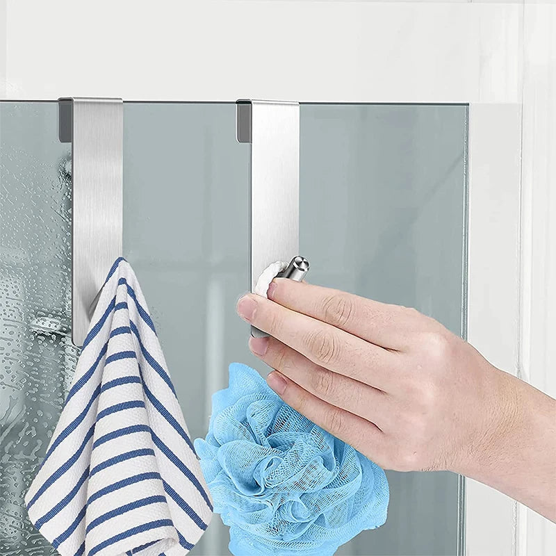 Over-Door Shower Towel Rack – Stainless Steel S-Shape Bathroom Hook