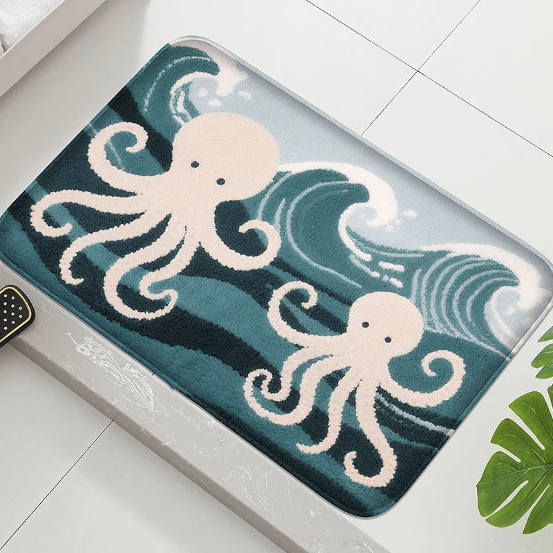 Ocean-Themed Absorbent Bath Mat