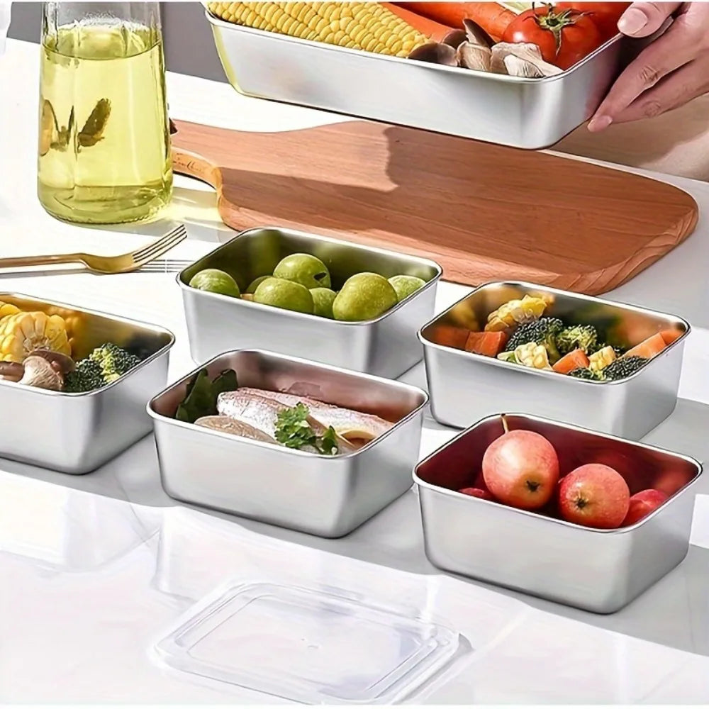 5-Piece Stainless Steel Food Storage Container Set | Airtight Meal Prep & Lunch Boxes
