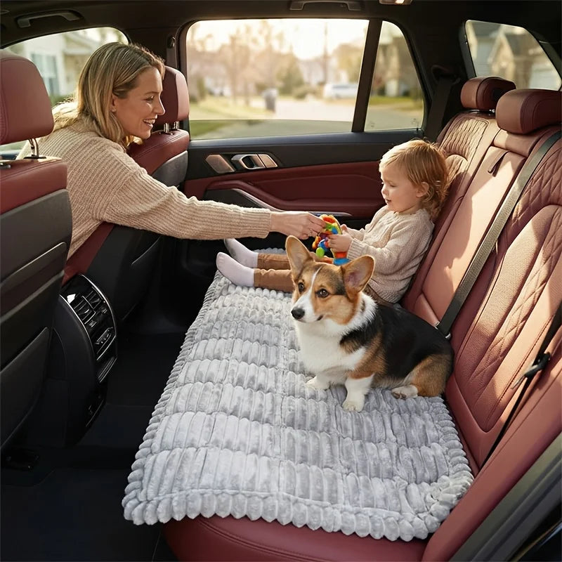 Dog Car Bed Mat – Soft Plush Travel Cushion for Cars, Camping & Home