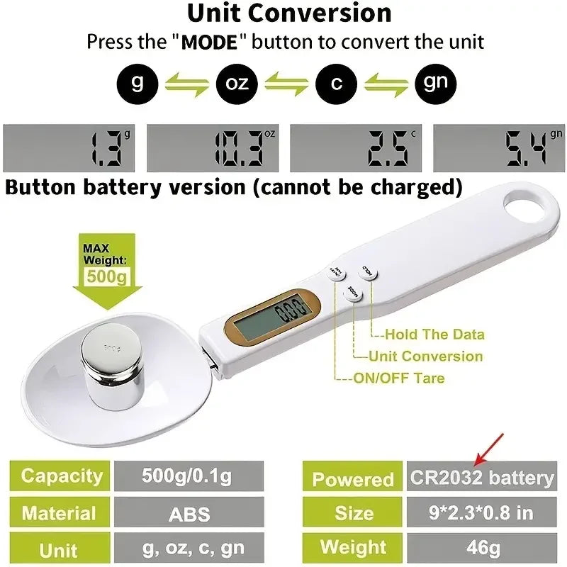 Mini Digital Spoon Scale – 0.1g–500g Precision Kitchen Measuring Spoon